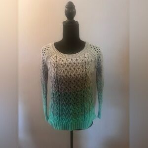American Eagle Outfitters Cable Knit Gray & Green Ombré Sweater Women’s Size XS